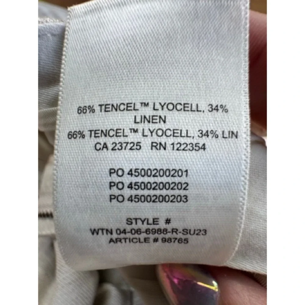 Wilfred Aritzia The Effortless Pant Linen Tencel Wide Leg Beige Trousers Size 8